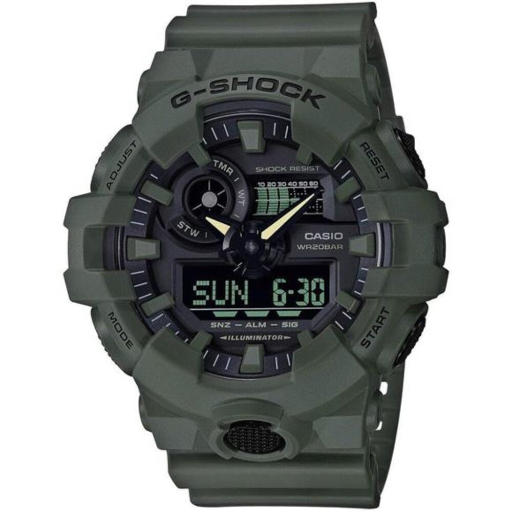 Xl Series G-Shock Quartz 200m Wr Shock: Matte Olive Green (Model Ga-700uc-3acr)